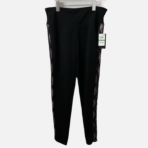 I.N.C., High Waist Contour Waistband Lace Side Panel Black Leggings - Picture 2 of 9